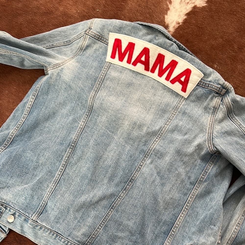 Denim Jacket With Red 'Mama' Patch - image 1